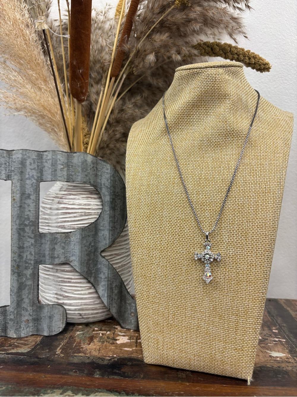 Premier Designs Angelina Silver Crystal Cross Necklace
